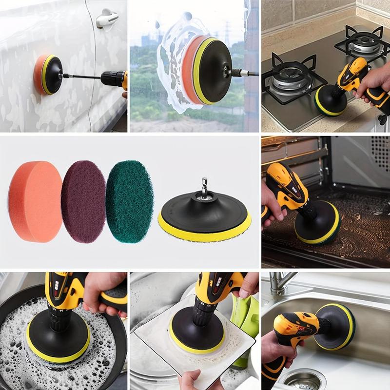 Drill Brush Attachment Tools Set without Power Drill, Power Scrubber Cleaning Brush Kit, Powerful Home Cleaning Tool