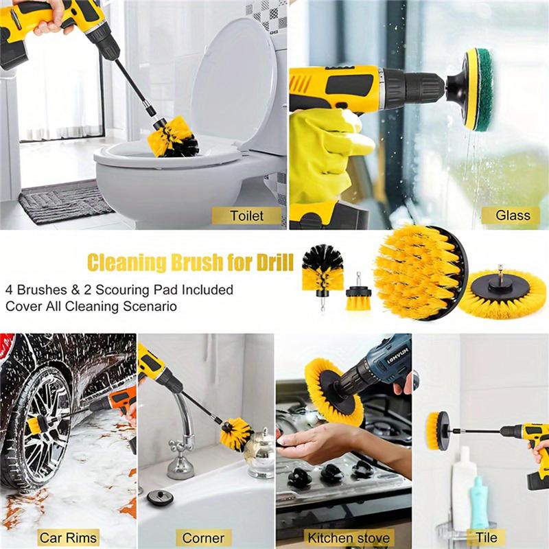Drill Brush Attachment Tools Set without Power Drill, Power Scrubber Cleaning Brush Kit, Powerful Home Cleaning Tool