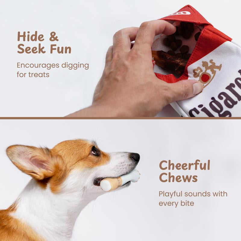 Nocciola 3 Packs Squeaky Puff Stick Toys with a Box Upgraded Version, Funny Interactive Dog Toys